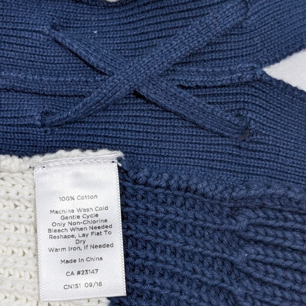 Talbots Striped Nautical Coastal Vibe Knit Sweater Lace Up Side Navy Cream‎ M - Picture 11 of 11